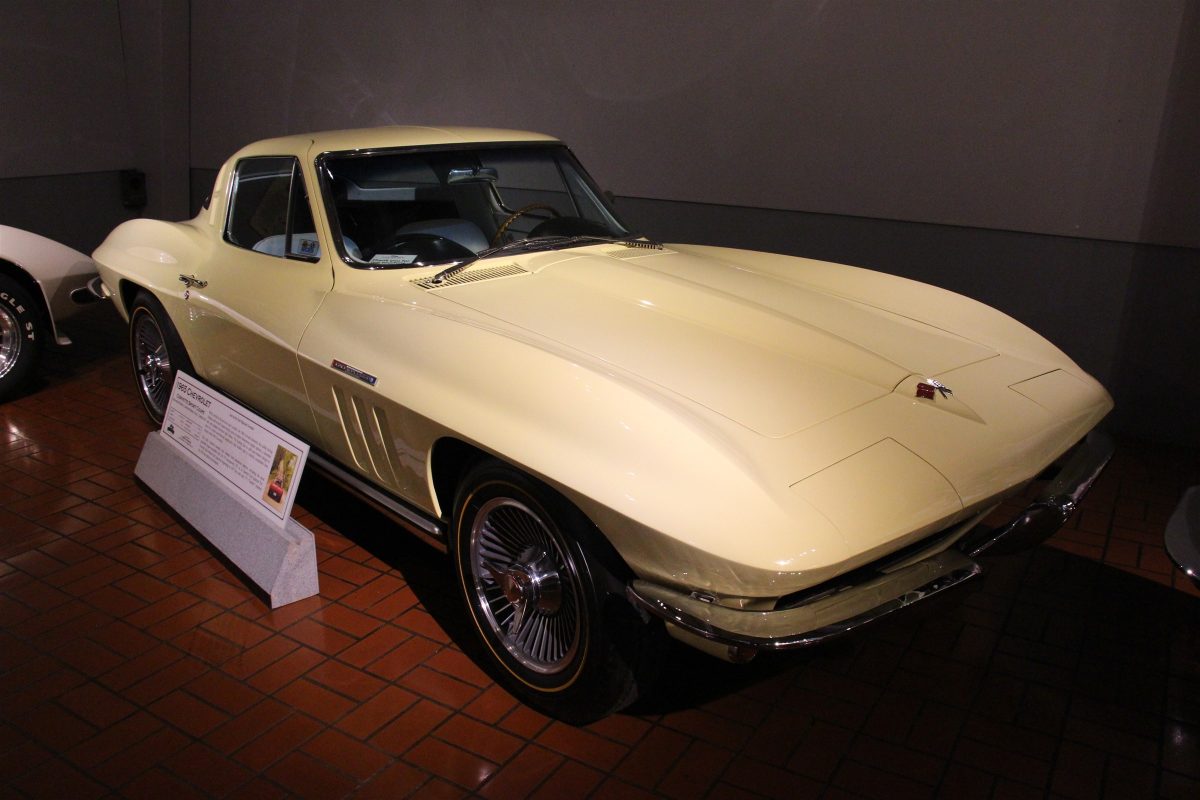 1965 Chevrolet Corvette Sting Ray Sport Coupe on museum display