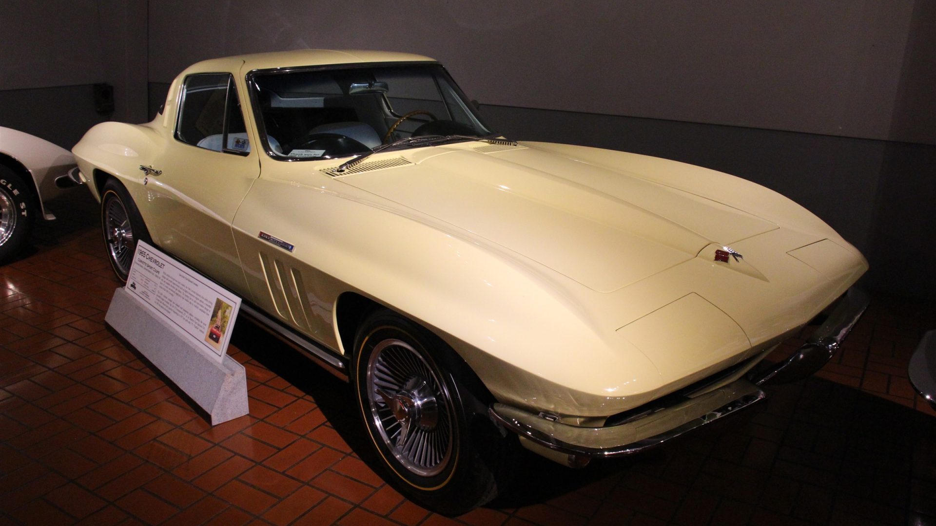 1965 Chevrolet Corvette Sting Ray Sport Coupe on museum display