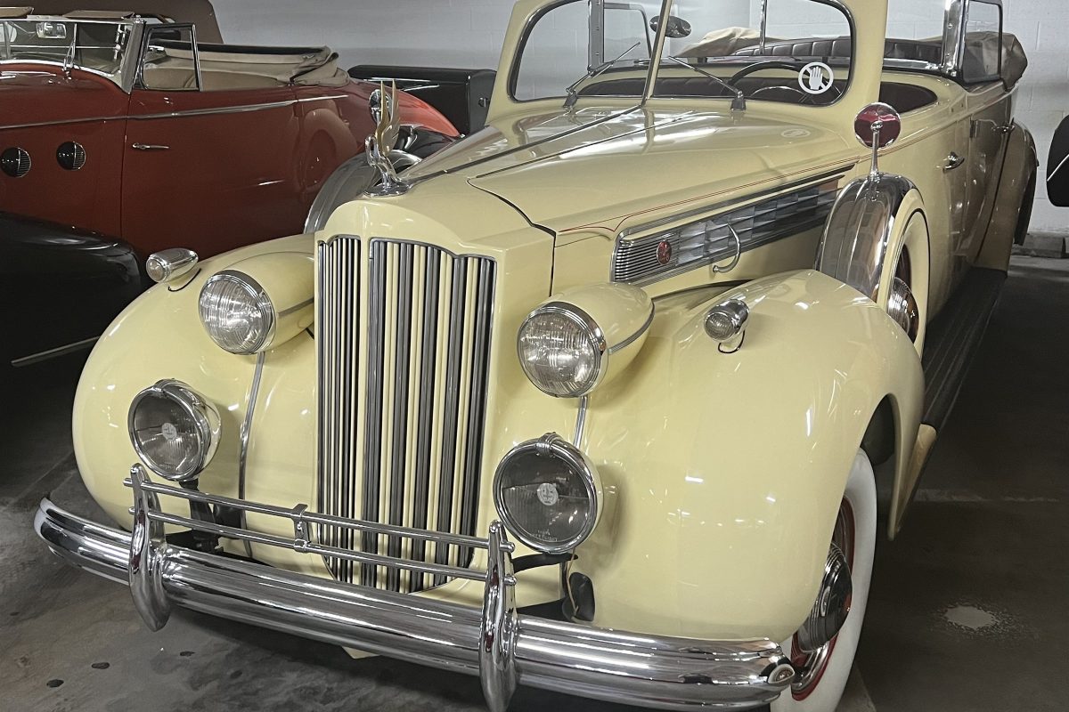 Packard Twelve Convertible Sedan in museum storage