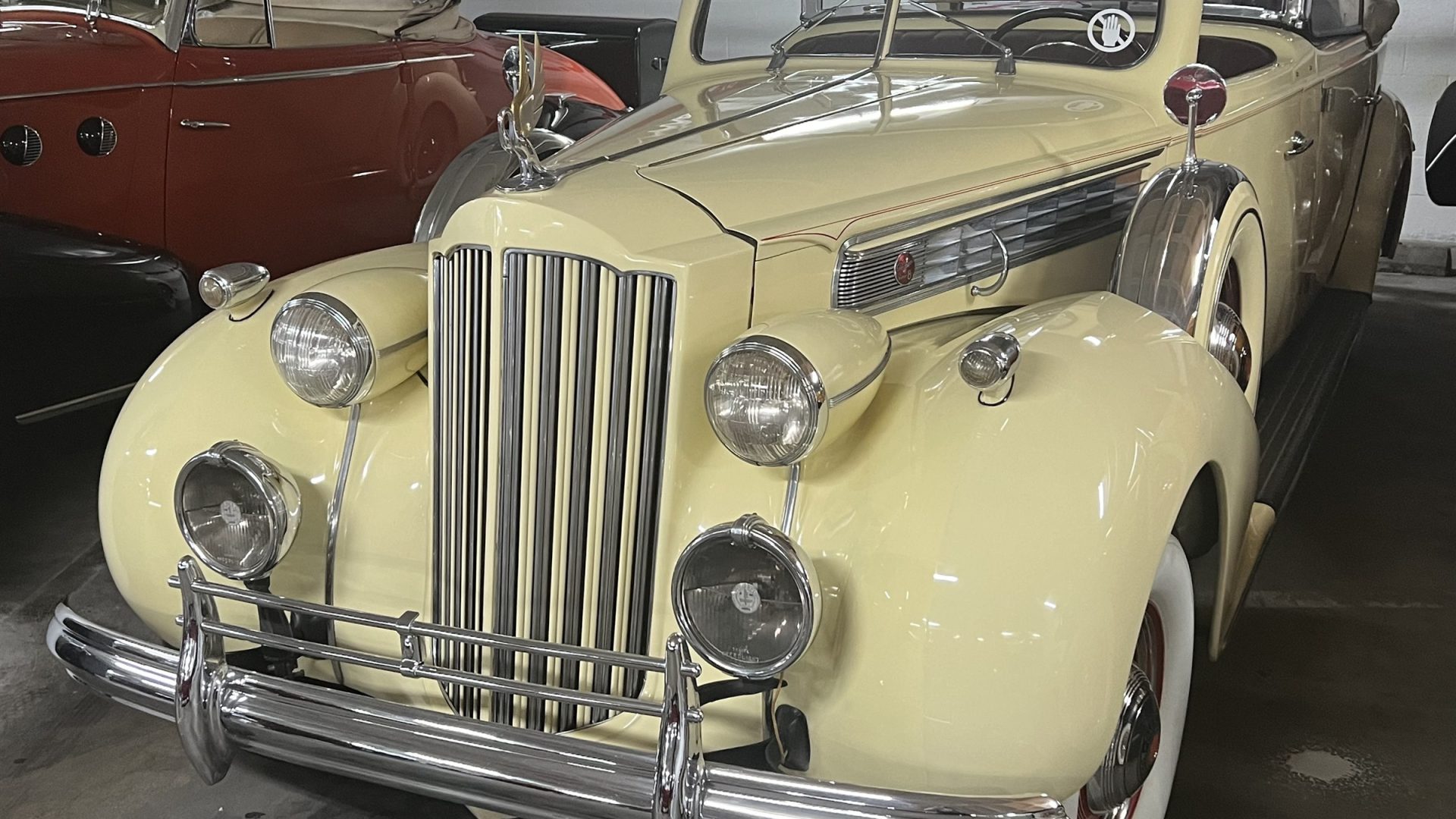 Packard Twelve Convertible Sedan in museum storage