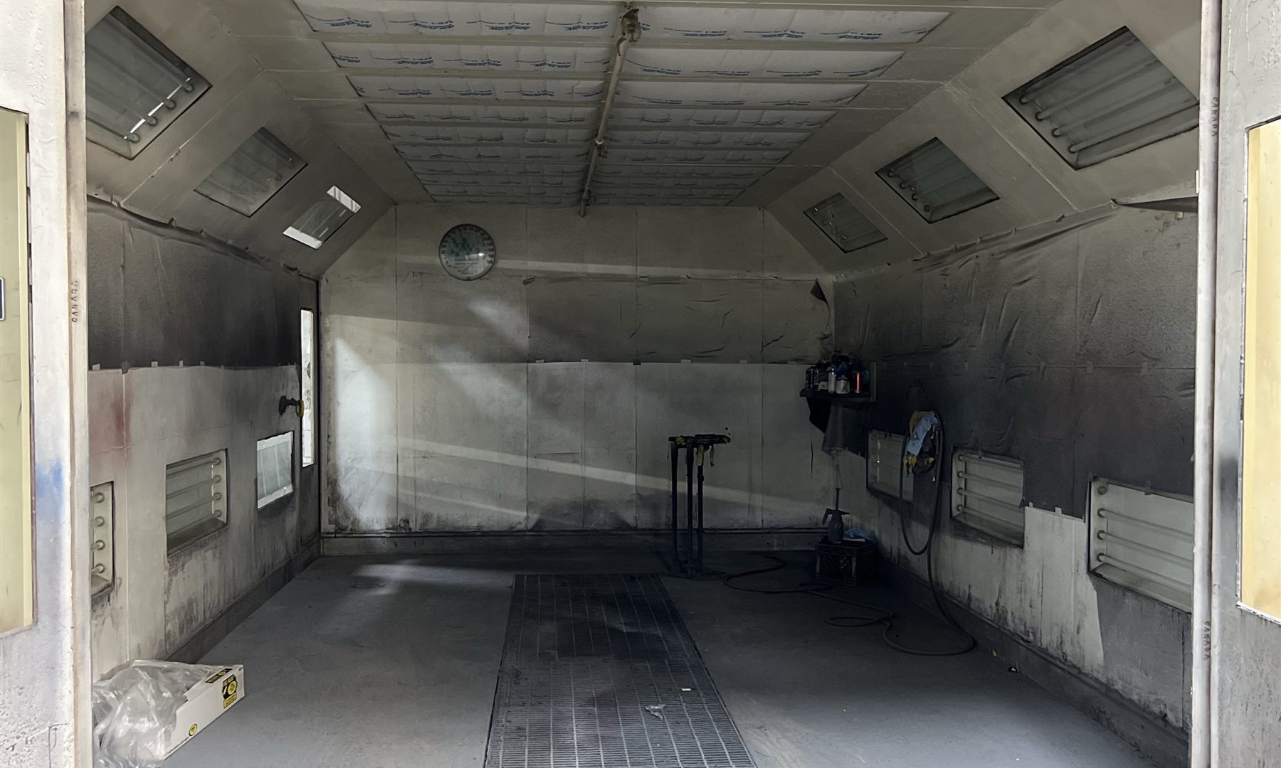 Empty automotive paint spray booth